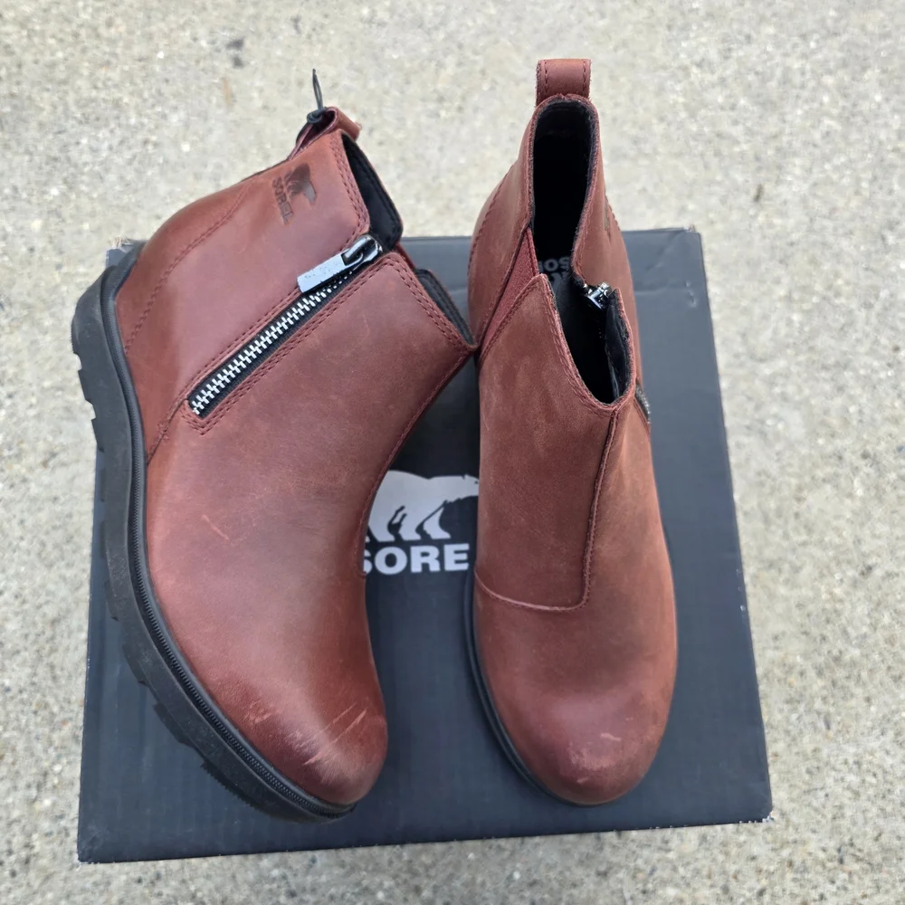 Sorel  Chestnut Leather Ankle Boots Women Size 9